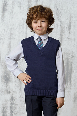 Жилет подростковый синий для мальчика/девочки 213-7104/1/1340